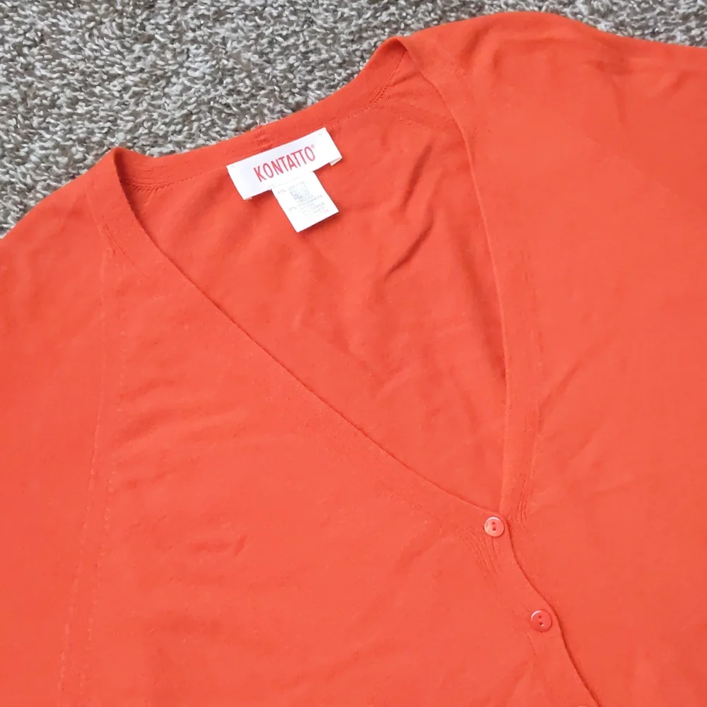 Gorgeous Kontatto Red/Orange Cropped Doleman Cardigan, Size M - Picture 2 of 6